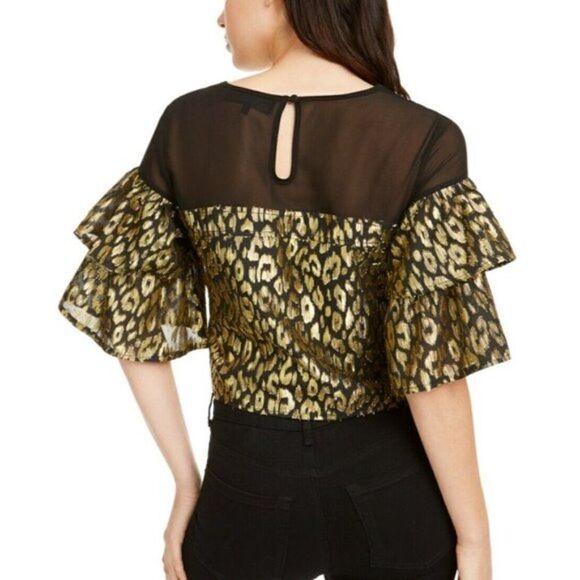 Kendall + Kylie Gold-Foil Animal-Print Blouse - Picture 2 of 3